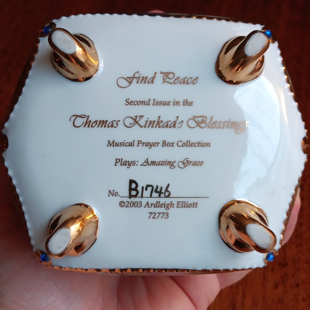 2003 Thomas Kinkades Blessing "Find Peace" Music box No. B1746 Amazing Grace - Picture 8 of 10